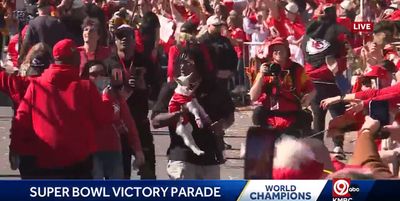 The 8 wildest Chiefs Super Bowl parade moments, starring a wobbly Travis Kelce and an actual goat
