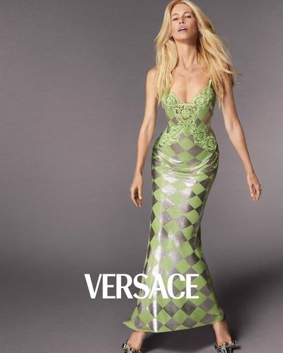 Claudia Schiffer Stars in Her Ninth Versace Advertising Campaign for Spring 2024