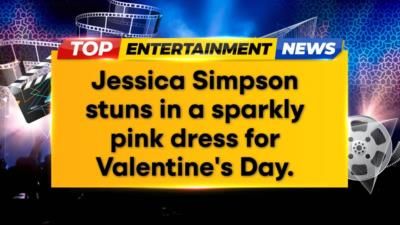 Jessica Simpson stuns in pink sparkly dress for Valentine's Day