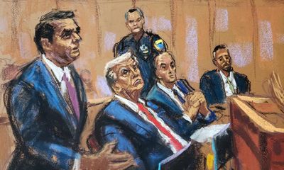 A restrained Trump faces his most tabloidy charges – and his first criminal trial