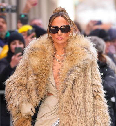 Jennifer Lopez Bundled Up in Three Loud Luxury Coats for a Single Morning