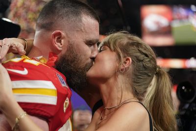 Video shows Taylor Swift’s 8-word reaction to singing You Belong With Me to Travis Kelce at Super Bowl afterparty