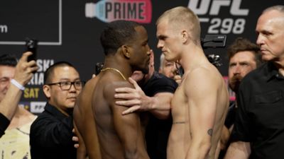 UFC 298 ceremonial weigh-in faceoff highlights video and photo gallery