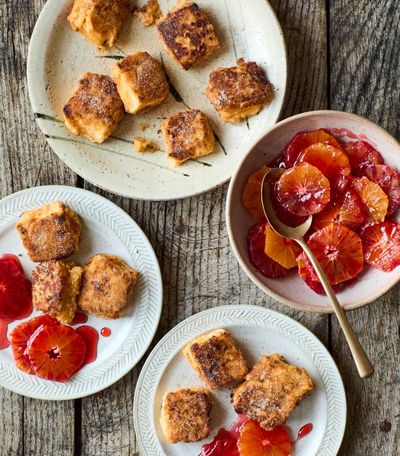 José Pizarro’s recipe for leche fritas with caramel blood oranges