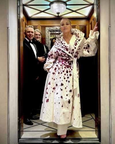 Sharon Stone Radiates Elegance In Stunning White Coat Dress