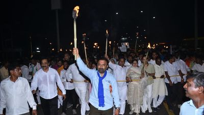 Torch rally taken out in Hubballi to create awareness on Constitution