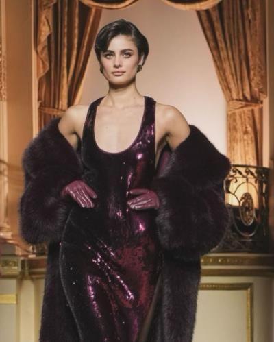 Taylor Hill Stuns In Dark Purple Outfit Photoshoot