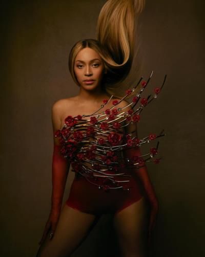 Beyoncé Blossoms In Stunning Red Flower Design Outfit