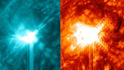 Powerful twin solar flares erupt from sun as cell phone outages spike across US (video)