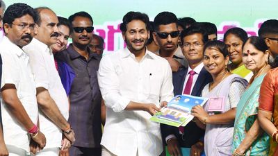 A.P. Chief Minister Jagan Mohan Reddy distributes registered conveyance deeds to the poor
