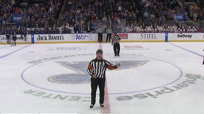 NHL Ref Trolled Blues Crowd During Review Announcement and Fans Loved It