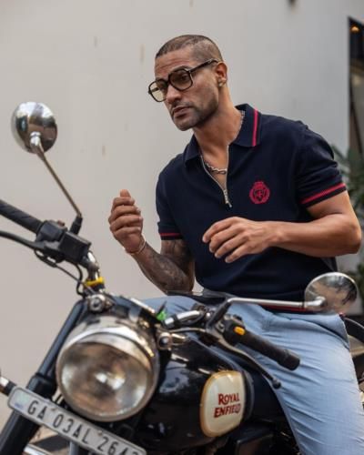 Shikhar Dhawan's Stylish Bike Pose