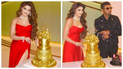 Yo Yo Honey Singh gifts Urvashi Rautela gold cake worth Rs 3 CRORE; netizens ask 'Isko khana hai yaa rakhna?'