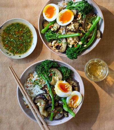 Rukmini Iyer’s quick and easy recipe for black bean and ginger roast aubergines