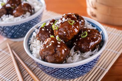 Soy-glazed meatballs for the win