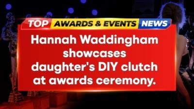 Actress Hannah Waddingham Proudly Displays Daughter's Homemade Clutch At Awards