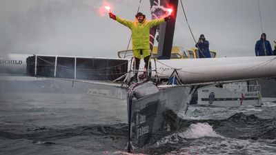 Sailor Charles Caudrelier wins first round-the-world multi-hull race, in 50 days