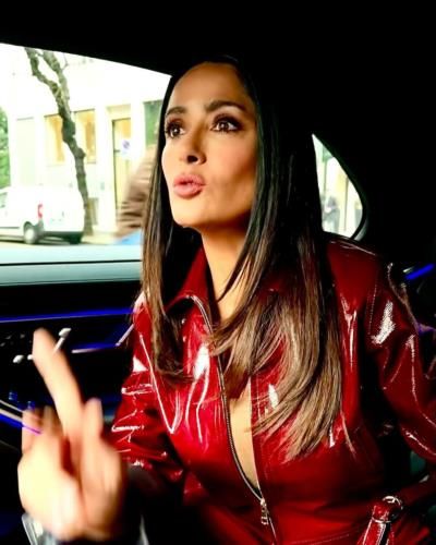 Salma Hayek Stuns In Red Outfit With Confidence And Glamour