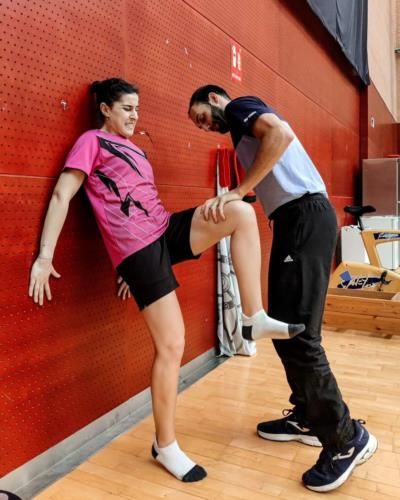 Carolina Marín Showcases Leg Strength In Gym Stretch Session