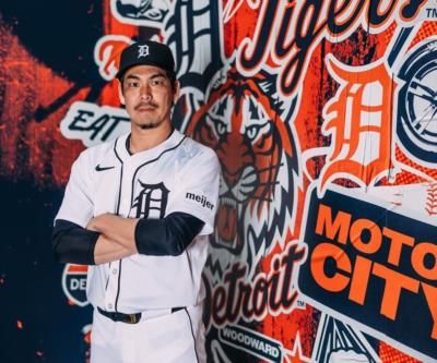 Dynamic Athlete: Kenta Maeda's Vibrant Baseball Pose