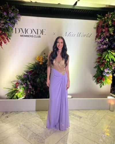 Elegant Style: Samantha Misovic's Beige And Lilac Ensemble