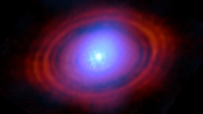 A baby star's planet-forming disk has 3 times more water than all of Earth's oceans