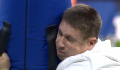 Brutal NFL combine replay shows a poor guy taking a beating while holding bags for linemen