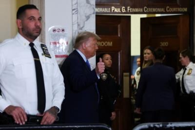 Donald Trump Arrives At Florida Courthouse For Mar-A-Lago Hearing