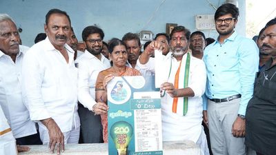 Dy Chief Minister hands over “zero electricity bills” to beneficiaries of “Gruha Jyothi” in Khammam district