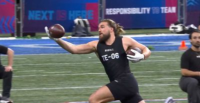 Dallin Holker casually caught 2 footballs in an NFL combine drill he accidentally thought was over