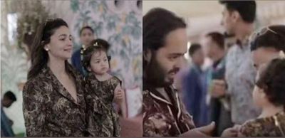 Alia twins with daughter Raha in jungle themed outfit, catch up with Anant Ambani at his pre-wedding festivities