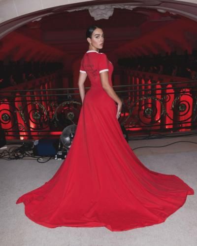 Georgina Rodríguez Radiates Elegance In Personalized Red Gown