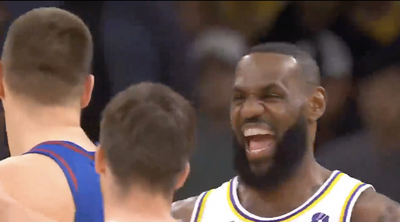 Mics caught how Nikola Jokic hilariously teased LeBron James before he scored 40,000 points