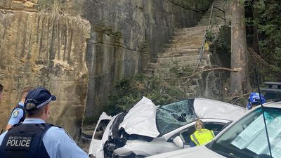 Man freed, hospitalised after car goes off city cliff