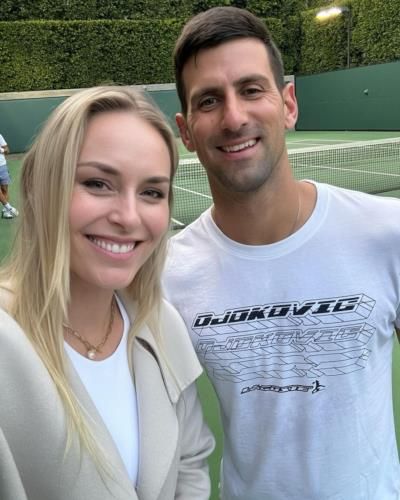 Lindsey Vonn And Novak Djokovic Share Tennis Court Moments