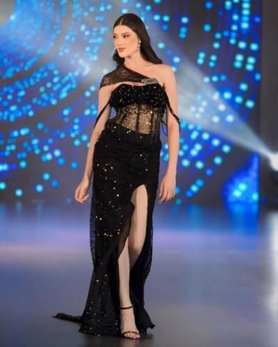 Leticía Frota Radiates Elegance In Shimmering Black Net Dress