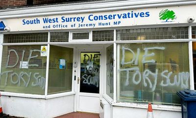 Jeremy Hunt’s Surrey office vandalised with ‘die Tory scum’ graffiti