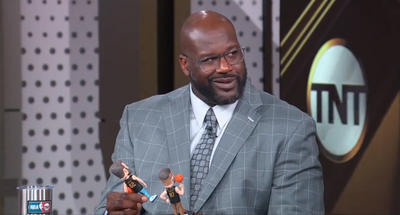Shaq broke a Kelce Brothers bobblehead and we need a moment to grieve Jason’s poor leg