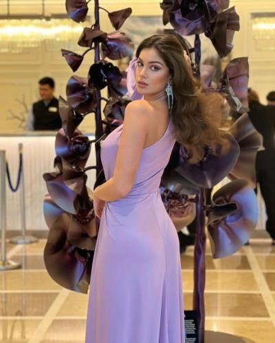 Anja Radic Radiates Elegance In Stunning Purple Dress