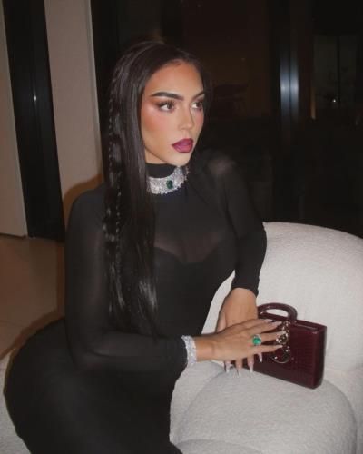 Georgina Rodríguez Stuns In Elegant Black Dress And Necklace