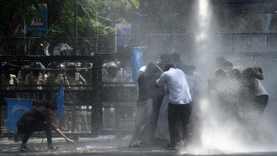 Police fire water canons on KSU activists