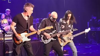 ”A jaw-droppingly Shredrageous performance”: Joe Satriani, Richie Kotzen and Nuno Bettencourt showcase their most outrageous licks for a standout rendition of Jeff Beck favorite, Going Down