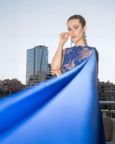 Elegant Pose: Ambar Zenteno Shines In Blue Dress