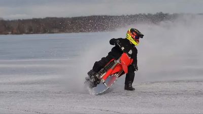 You Have to See What a Saw-Blade Dirt Bike Does On a Frozen Lake