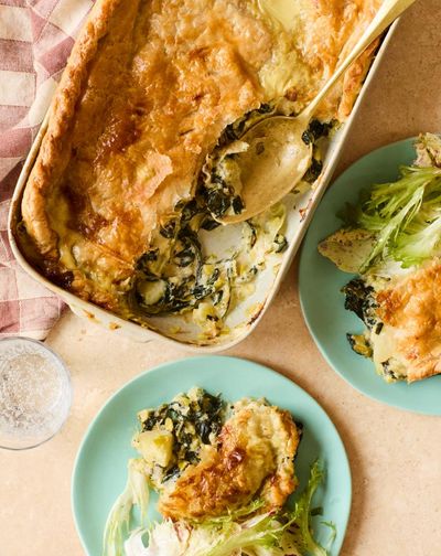 Thomasina Miers’ Mother’s Day recipes for leek, spinach and sheep’s cheese pie with a rice and cauliflower salad