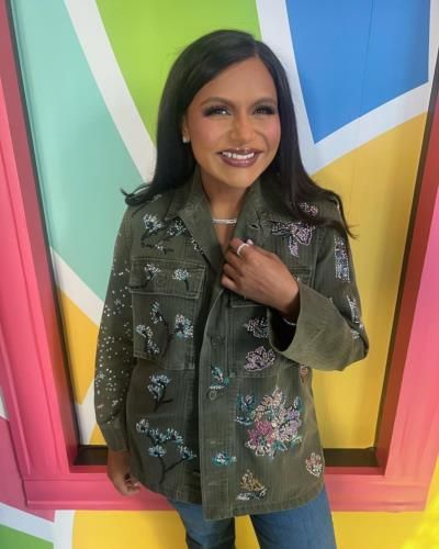 Mindy Kaling's Bold Fashion Choices In Green And Blue