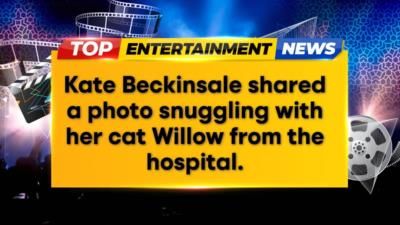Kate Beckinsale Shares Hospital Update Snuggling With Her Cat Willow.