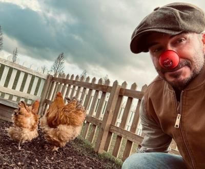 David Beckham's Playful Selfie With Chickens And Red Nose