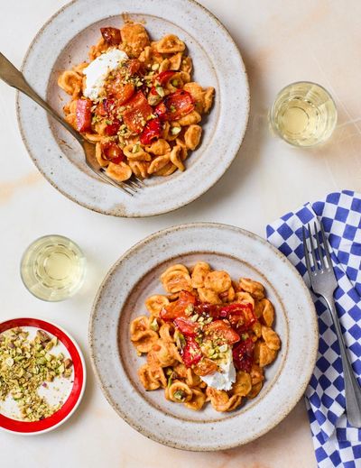 Rukmini Iyer’s recipe for quick and easy roast red pepper orecchiette