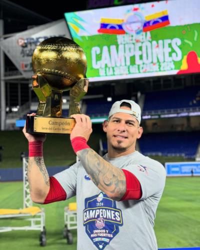 Wilson Ramos Celebrates Victory With Trophy In Hand